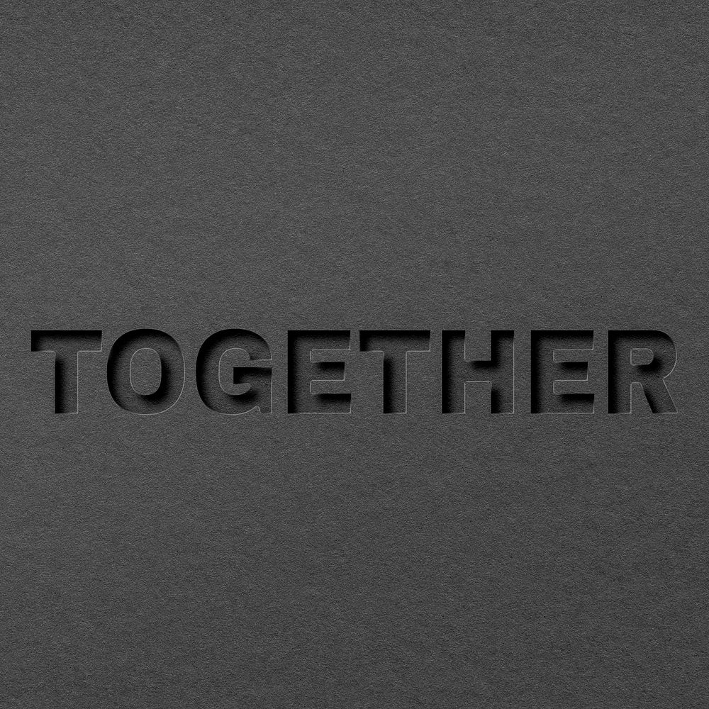 Together paper cut lettering font typography