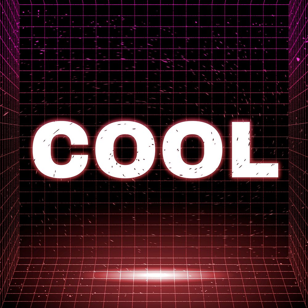Synthwave tech neon cool text typography