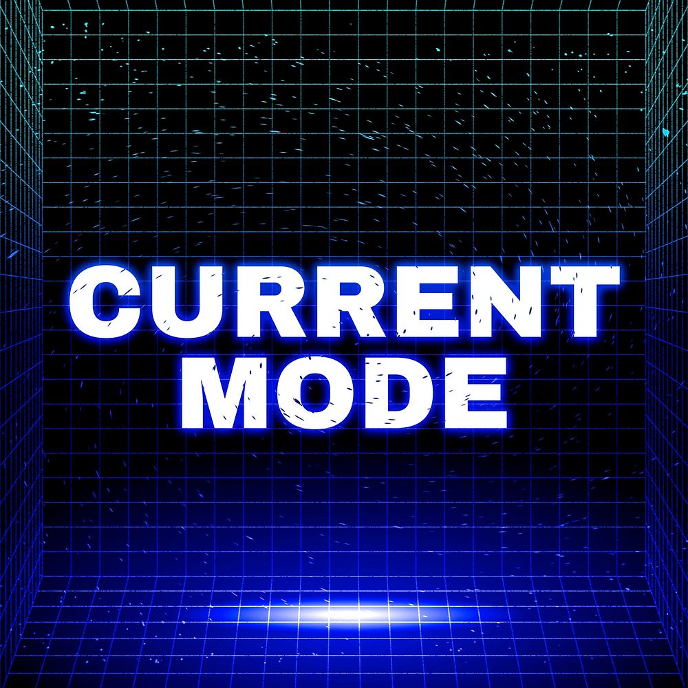 Futuristic neon current mode grid line typography