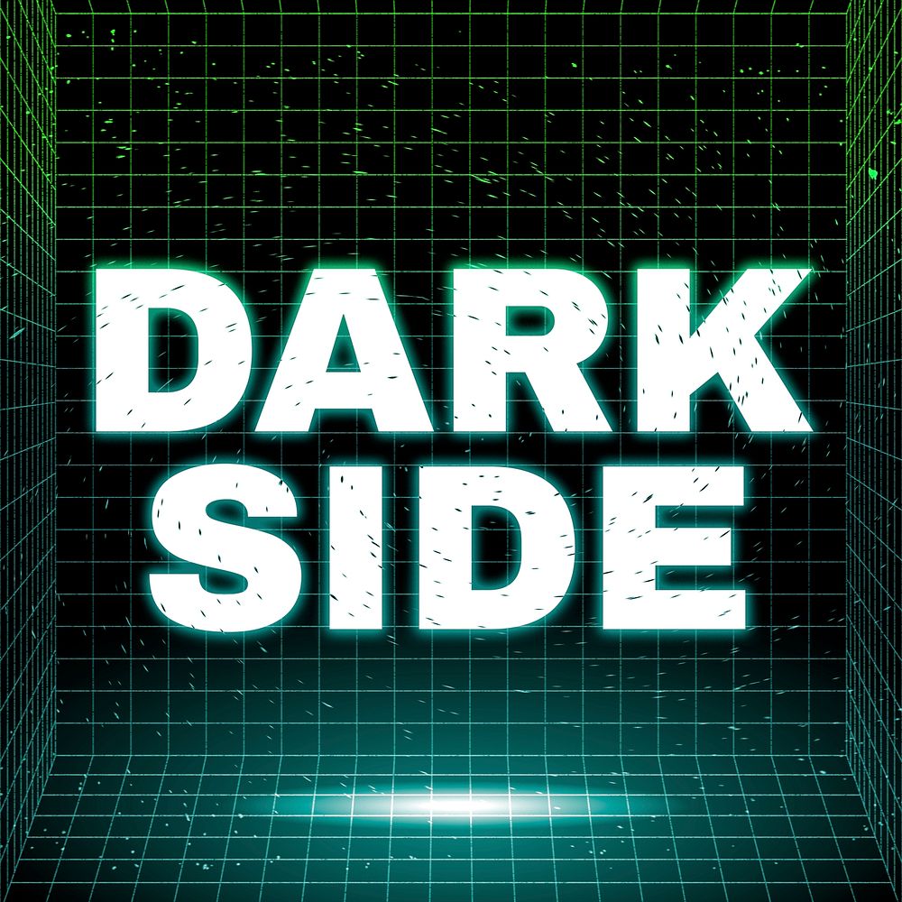 Dark neon grid dark side futuristic bold font
