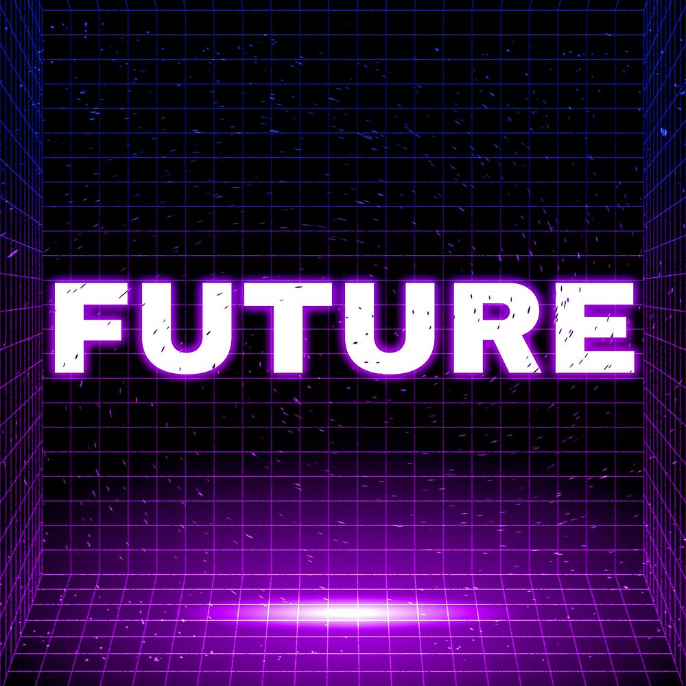 Synthwave neon future text typography
