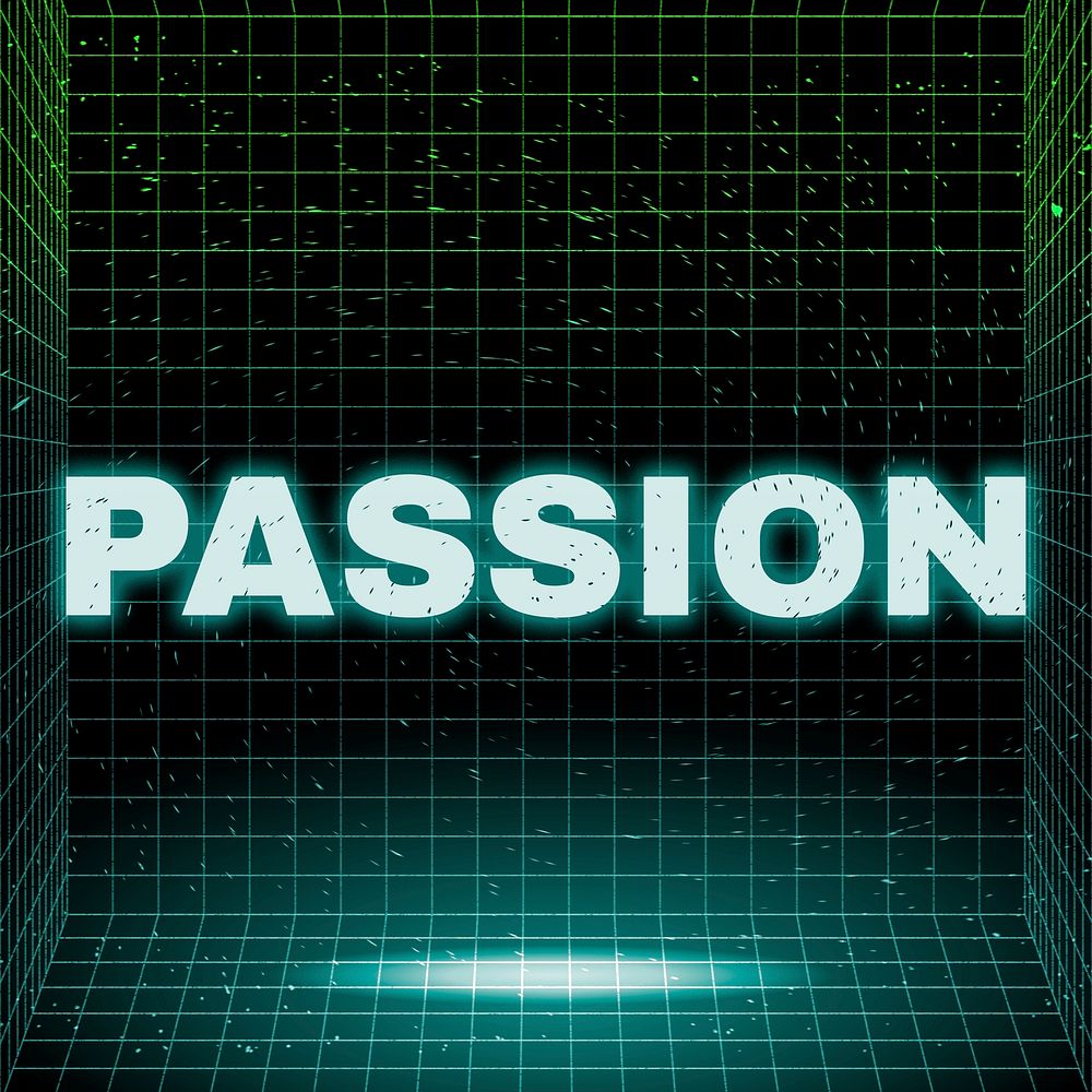 Vaporwave futuristic passion text neon font