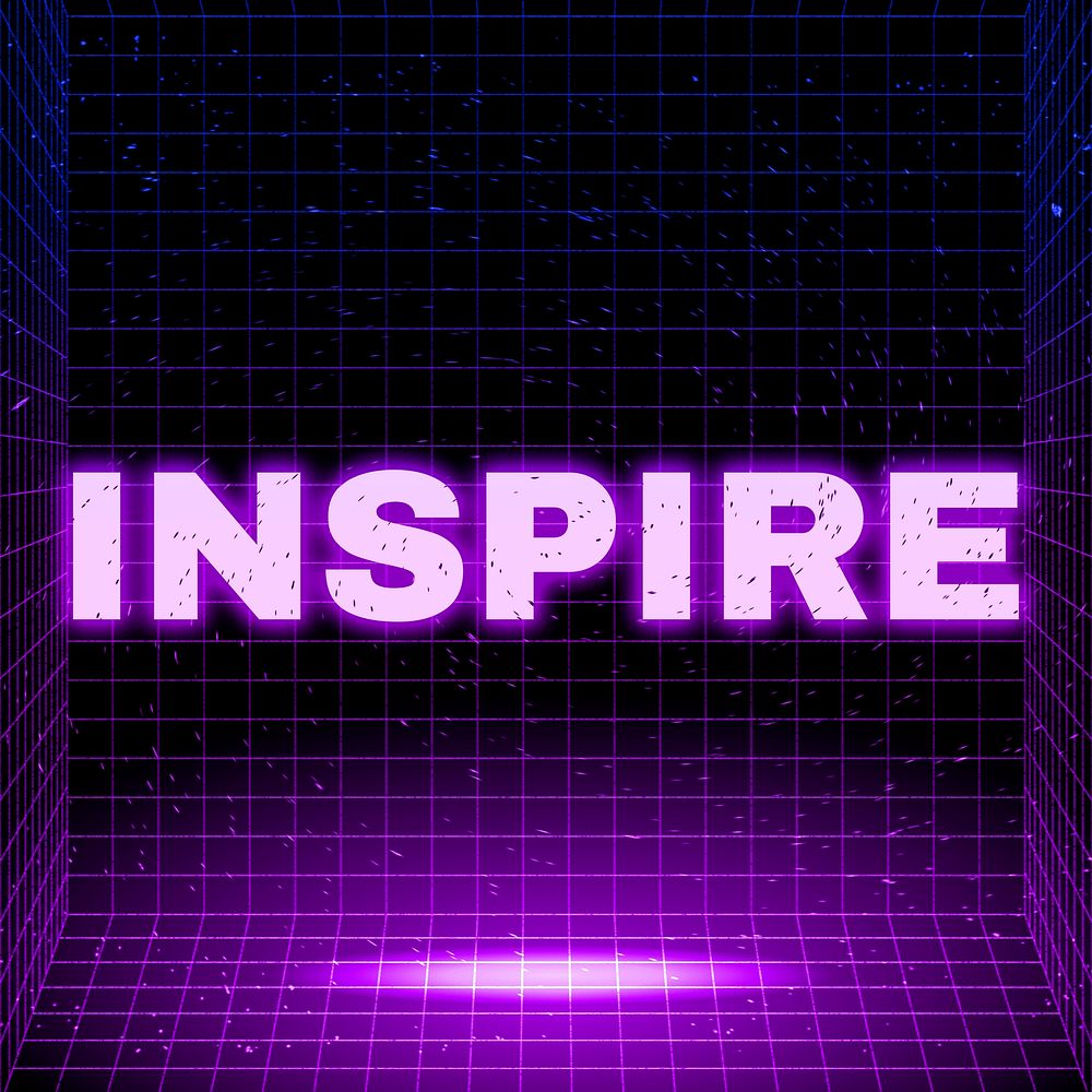 Synthwave neon inspire text typography