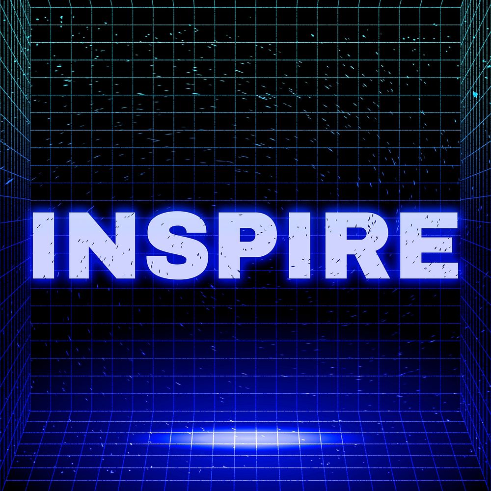 Neon inspire grid style text typography