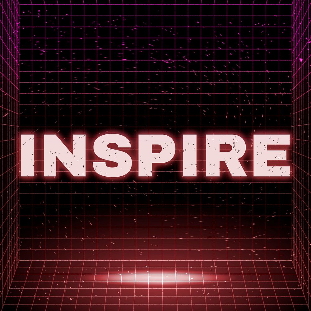 Neon inspire grid style text typography