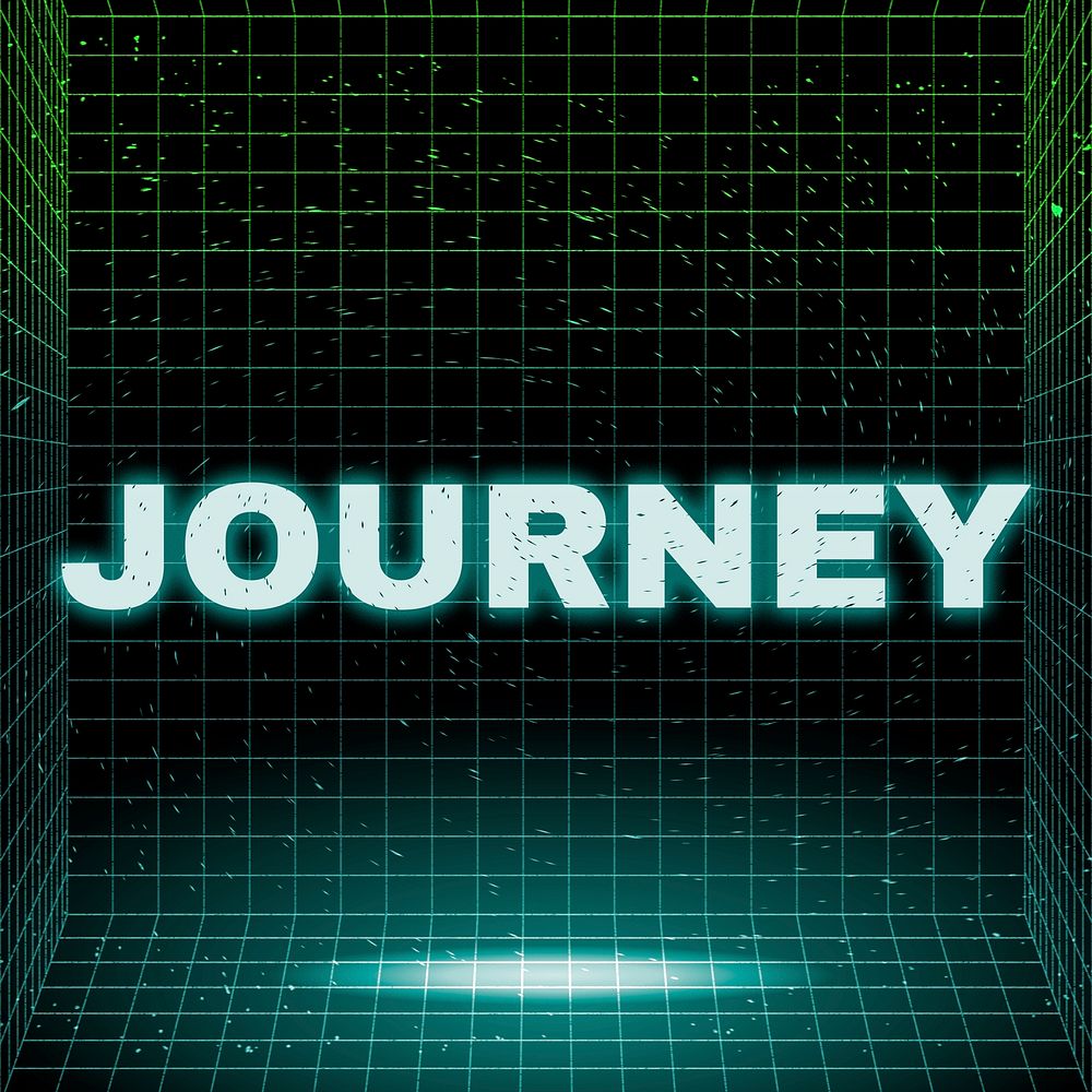 Synthwave  neon journey text typography