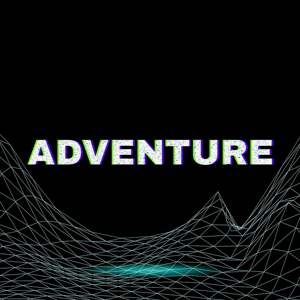 Adventure neon grid room synthwave style bold font