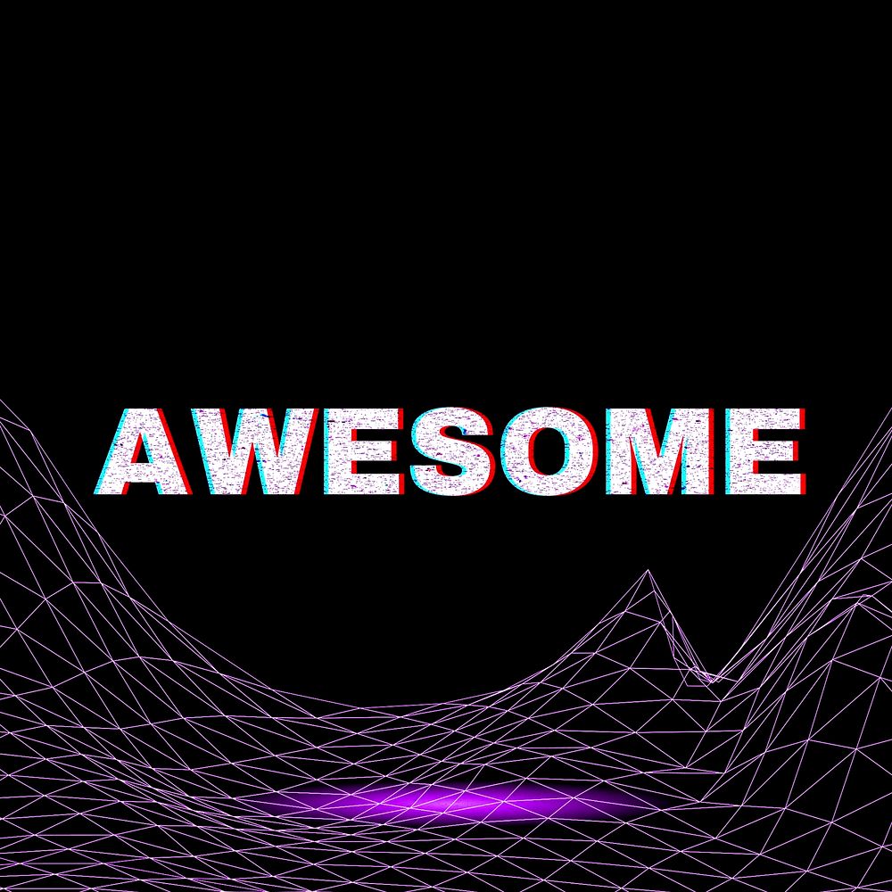 Futuristic tech style awesome neon word typography