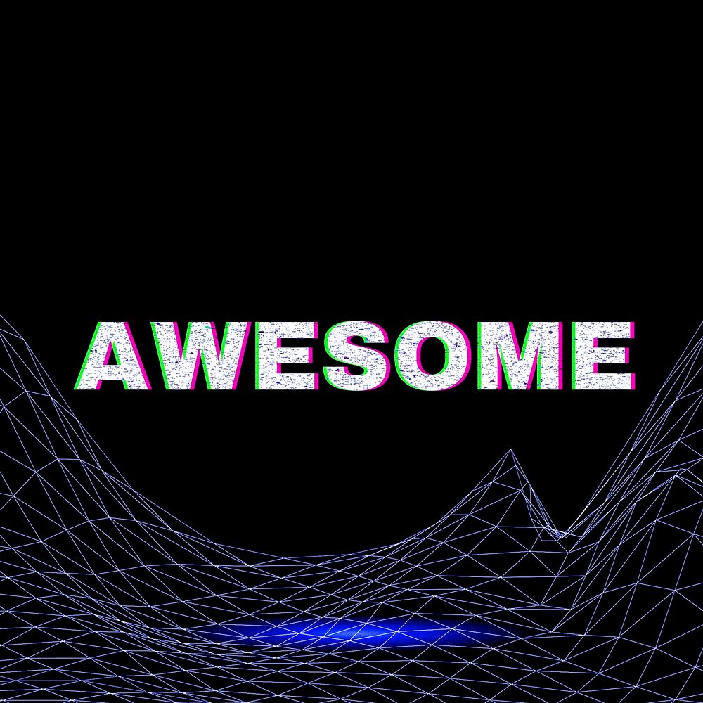 Futuristic tech style awesome neon word typography