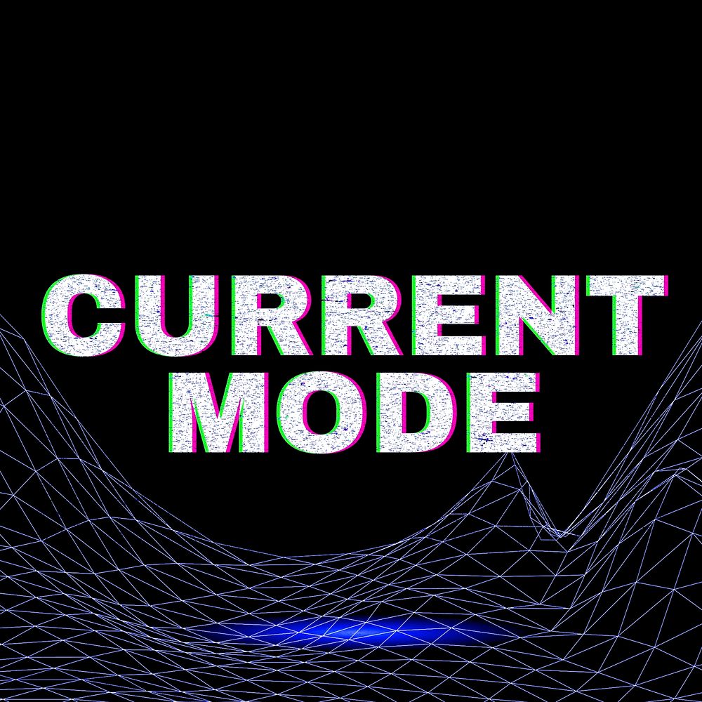 Futuristic neon current mode grid line typography