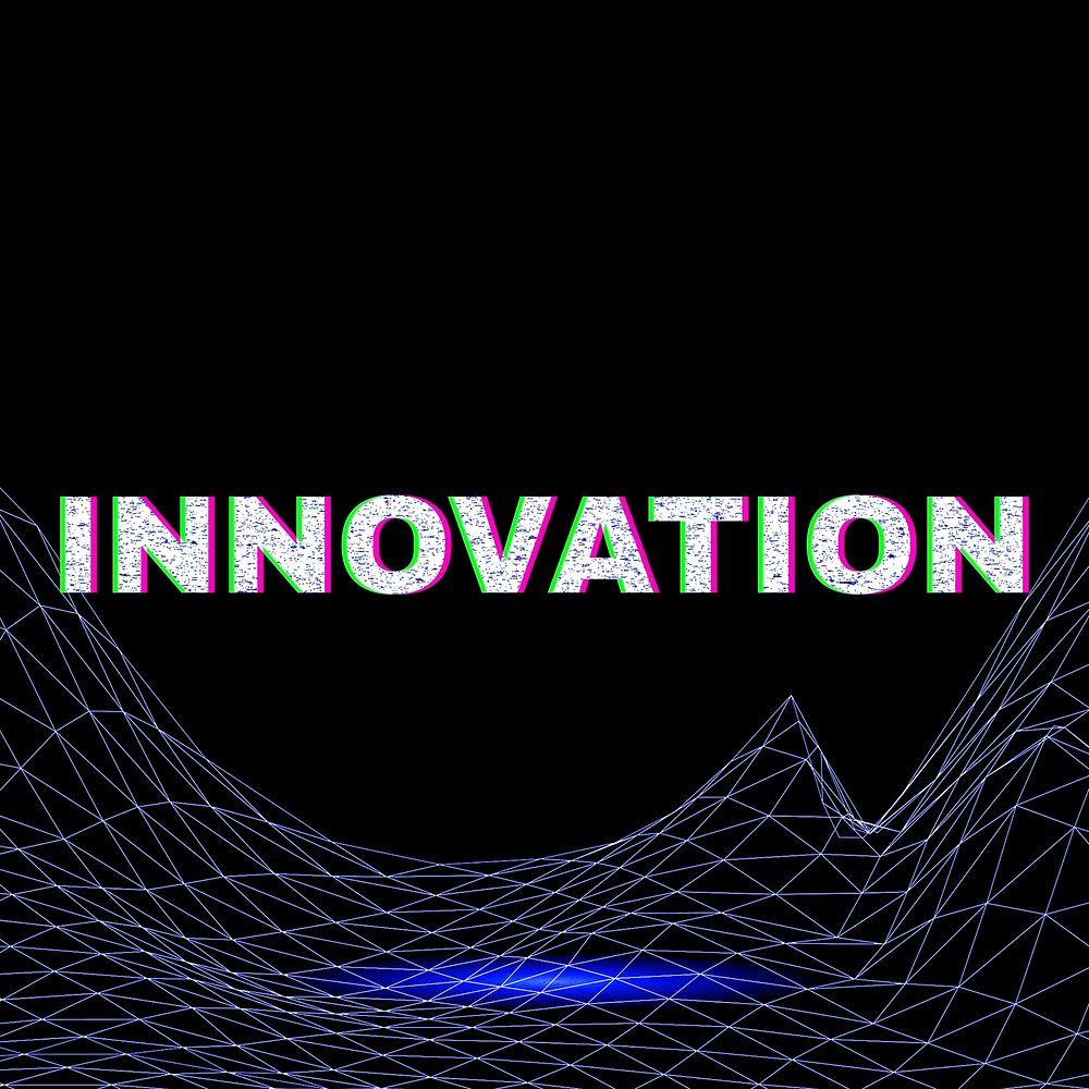 Dark neon grid innovation futuristic bold font
