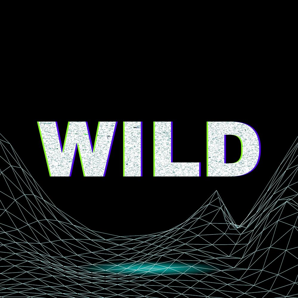Neon futuristic wild synthwave text typography
