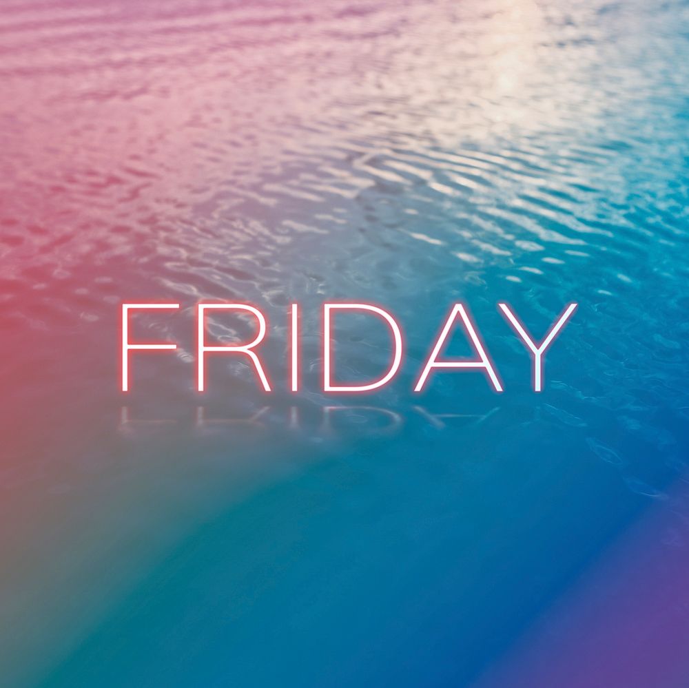 Friday neon word typography ocean gradient