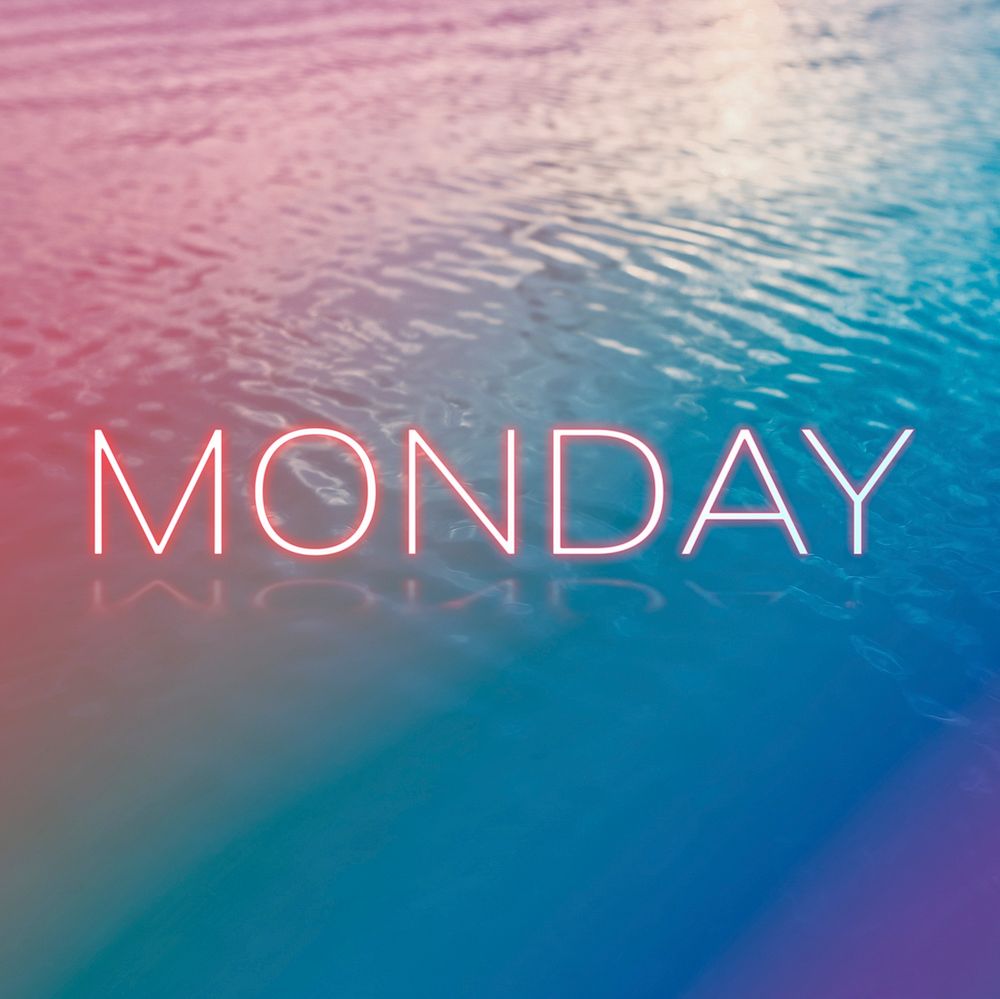 Monday neon word typography ocean gradient