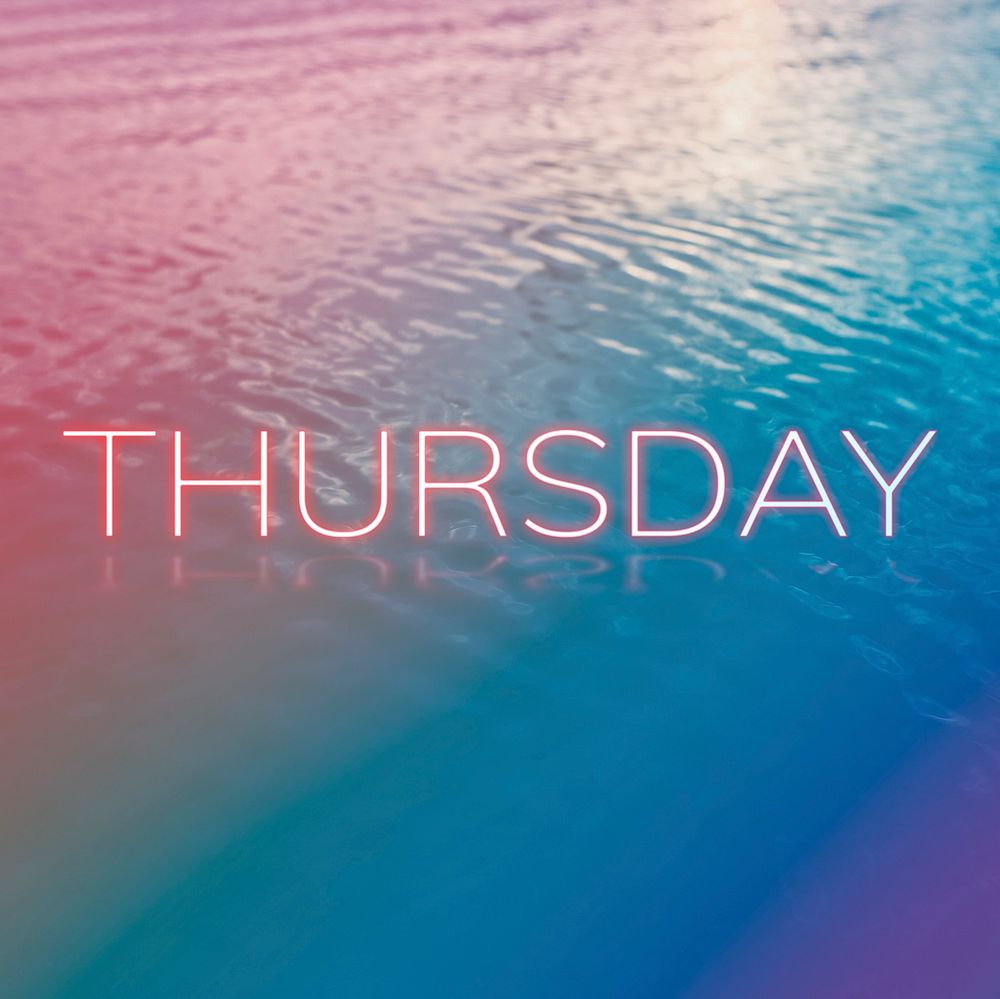 Thursday neon word typography ocean gradient