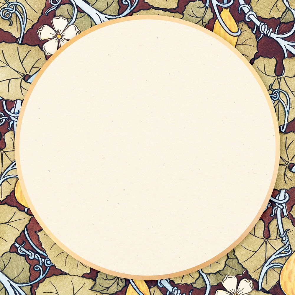 Round floral frame blank space
