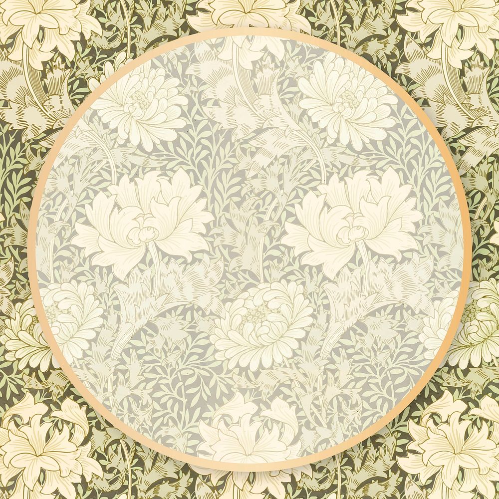 Vintage floral frame vector William Morris style 