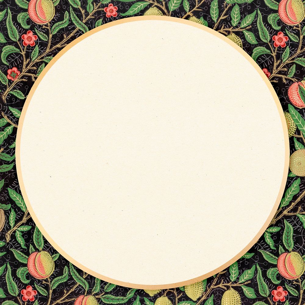 Gold floral round frame copy space