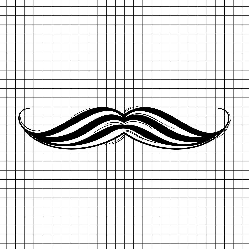 Psd mustache cartoon doodle hand drawn sticker