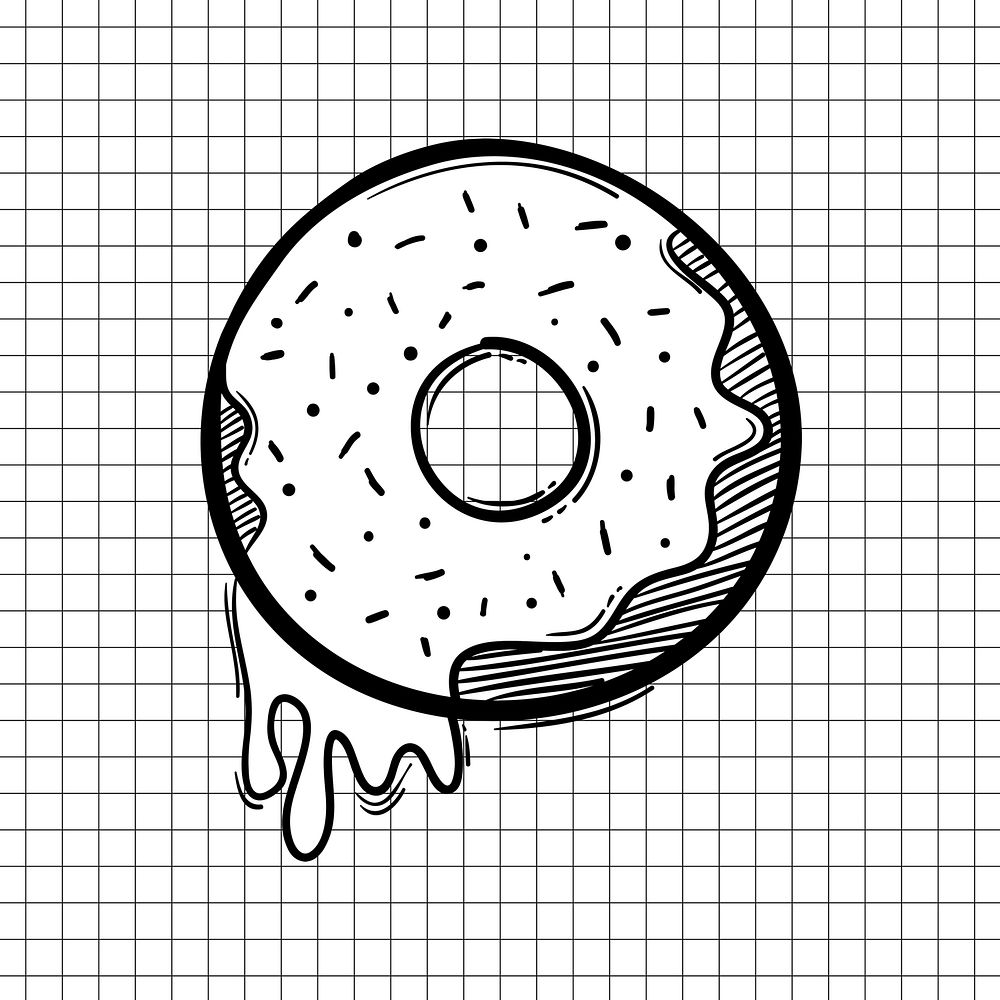 Bw psd frosted donut cartoon doodle sticker