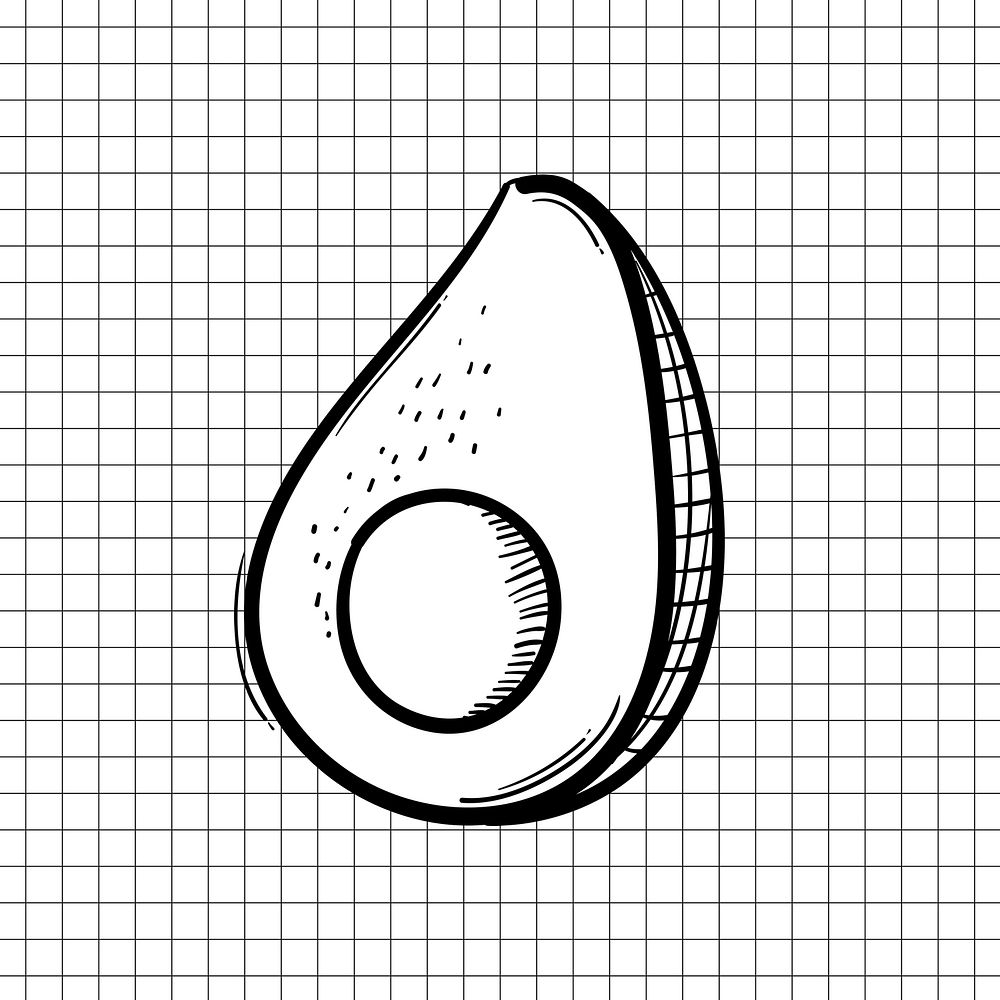 Psd avocado cartoon doodle hand drawn sticker
