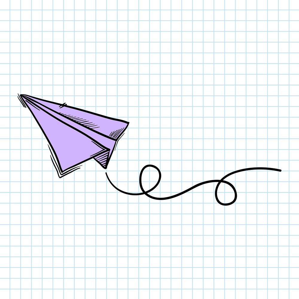 Paper airplane pastel doodle cartoon clipart