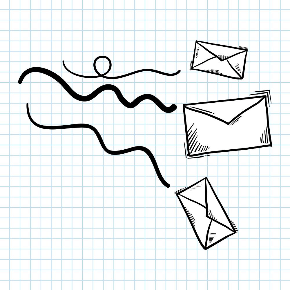 Sending mails doodle funky hand drawn illustration