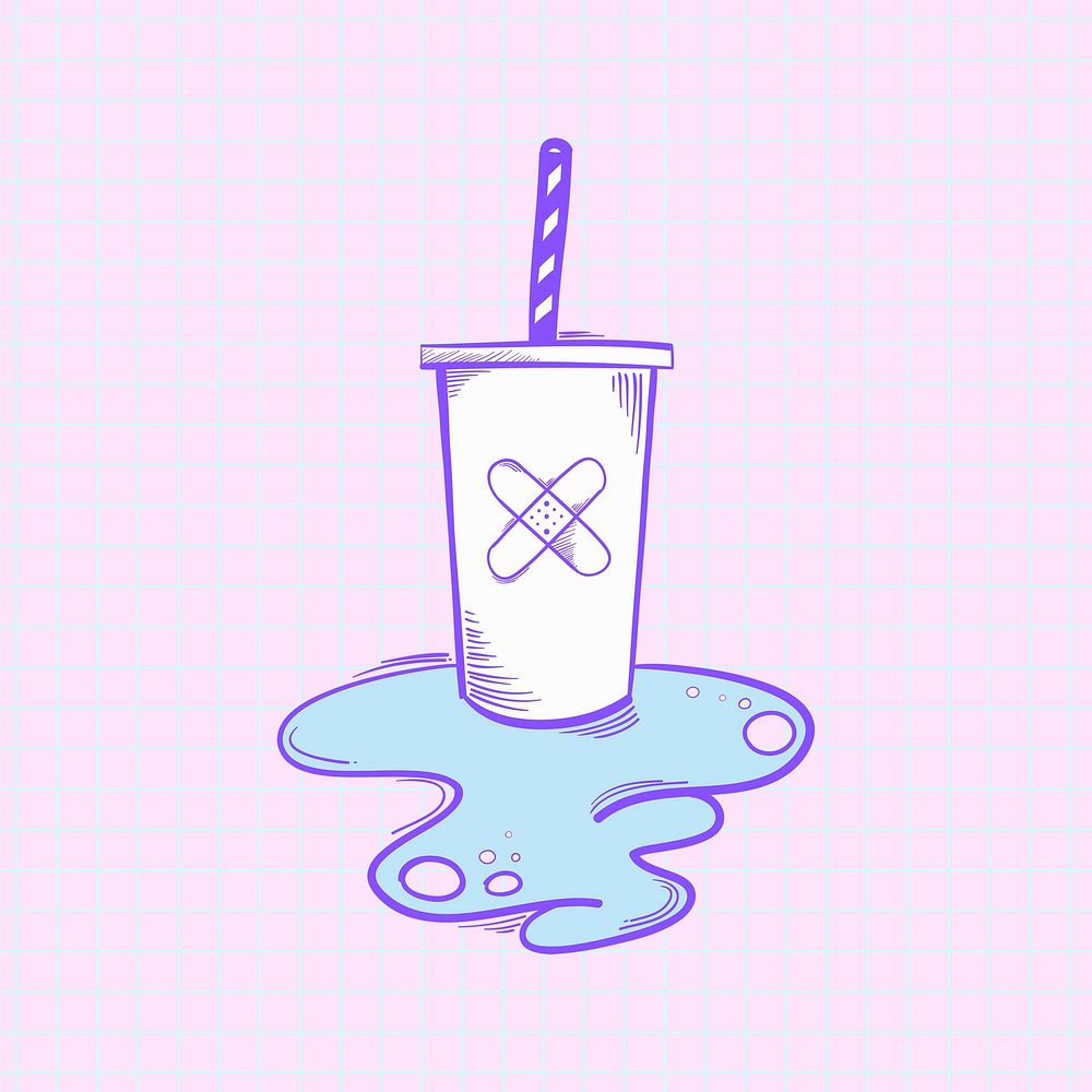 Psd cup doodle cartoon teen sticker