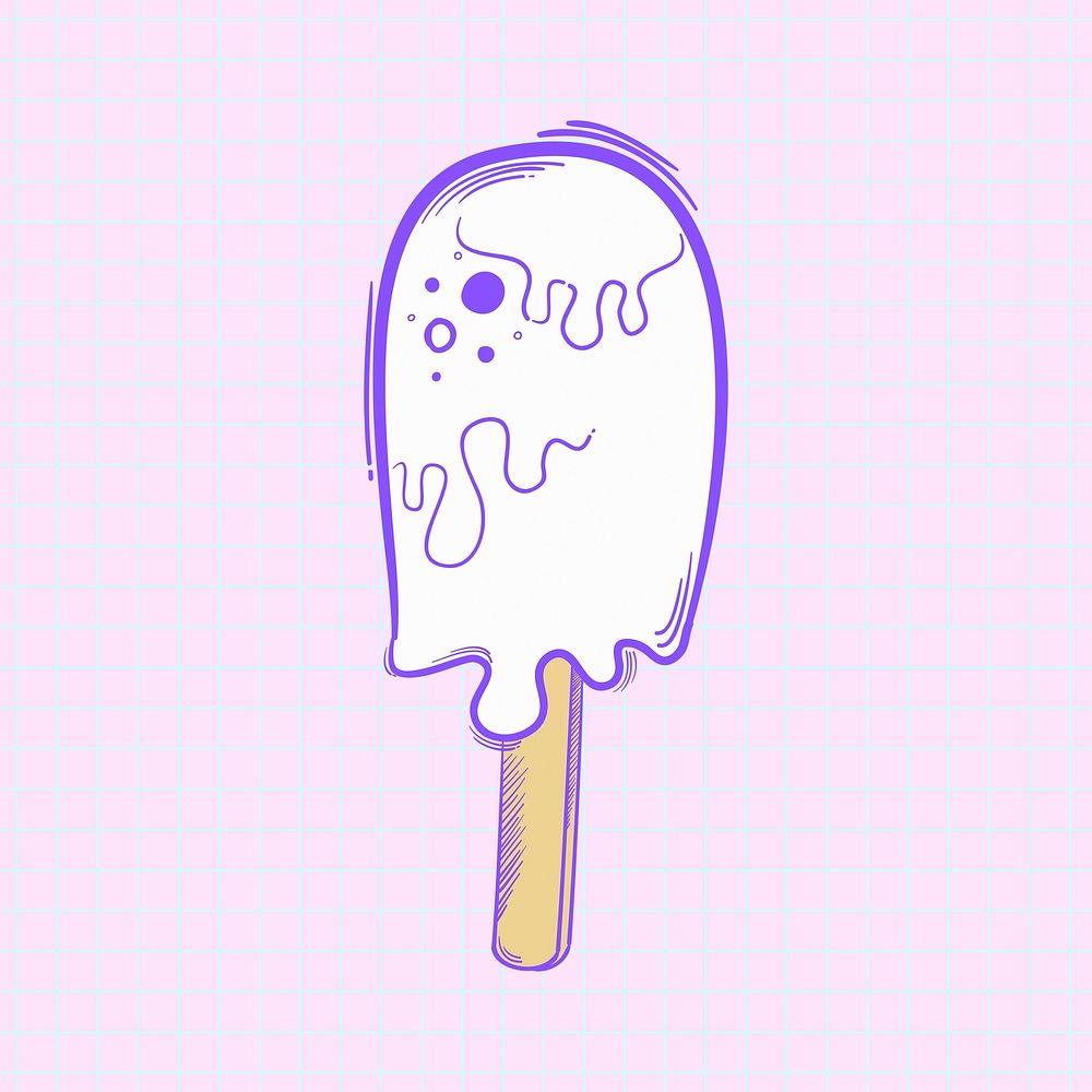 Psd ice cream funky hand drawn doodle cartoon sticker