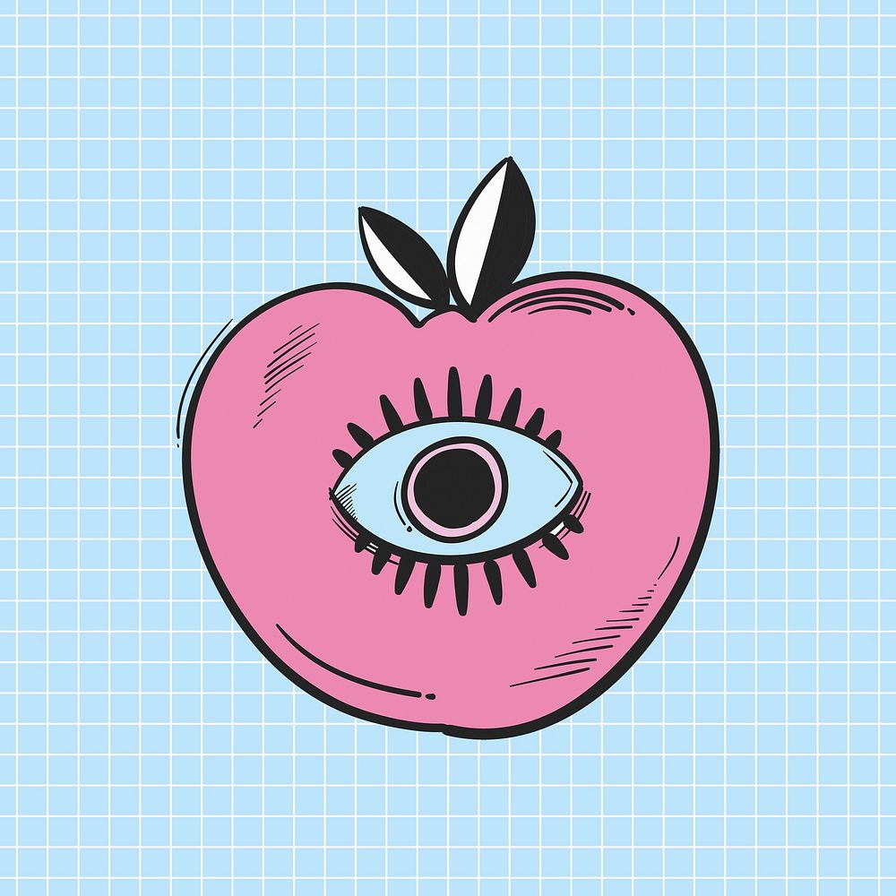 Apple funky hand drawn doodle cartoon clipart