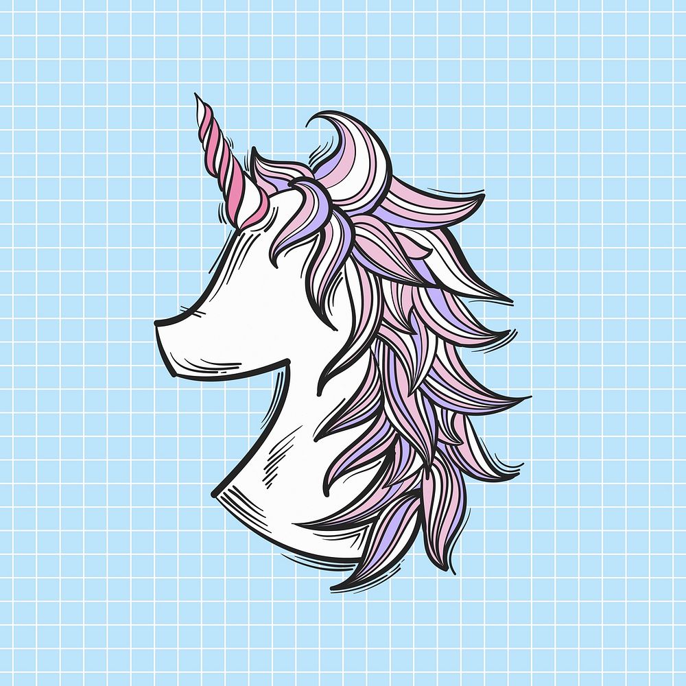 Unicorn funky hand drawn doodle cartoon clipart