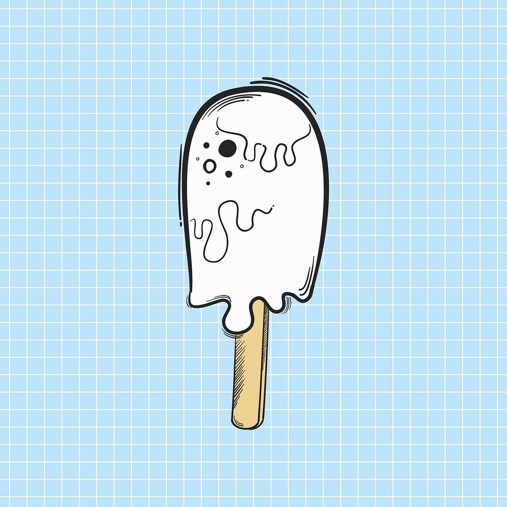 Psd ice cream pastel doodle cartoon clipart