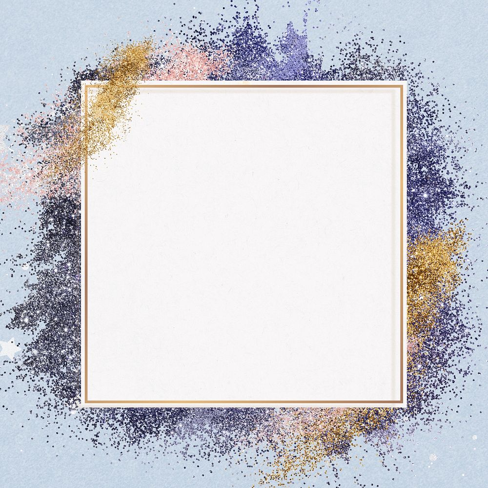 Glitter frame sparkly festive blue background
