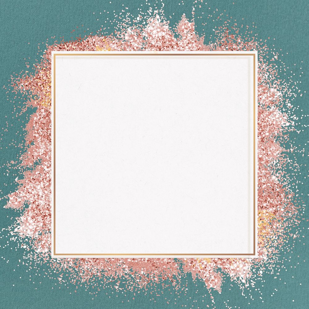 Pink glitter gold frame sparkly festive background