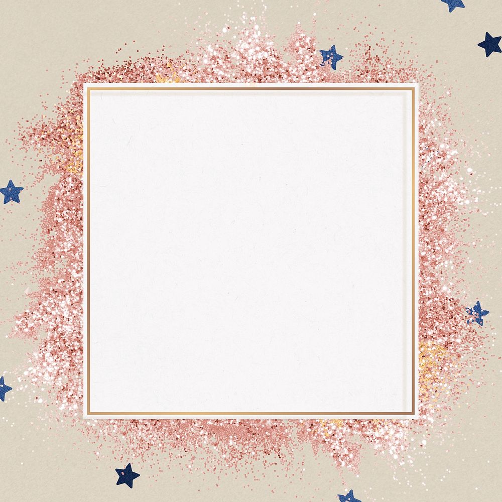 Glittery star pattern party frame beige