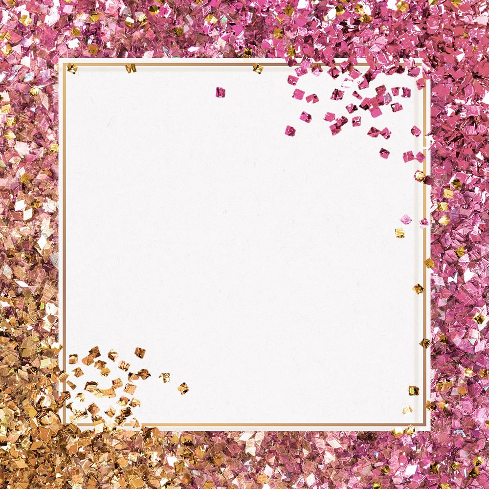 Sparkly pink gradient frame glitter border