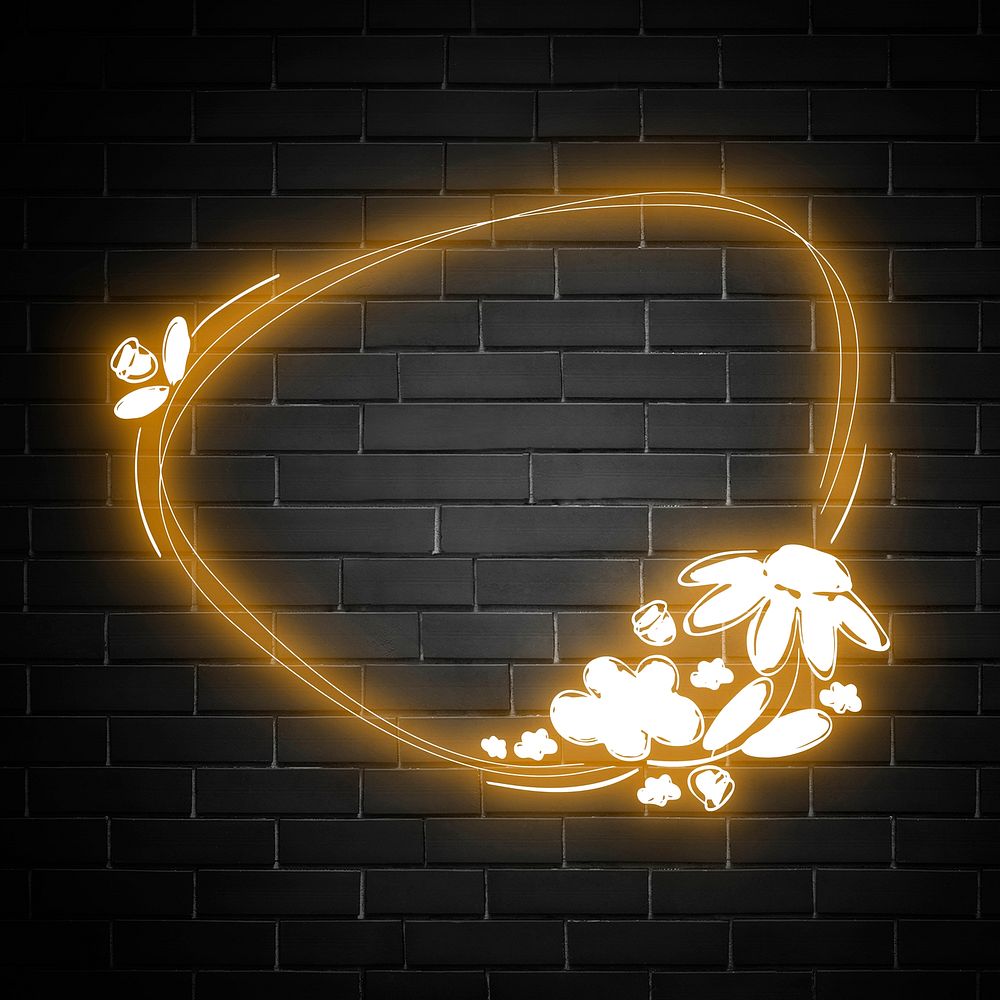 Glowing neon frame botanical vector for kids