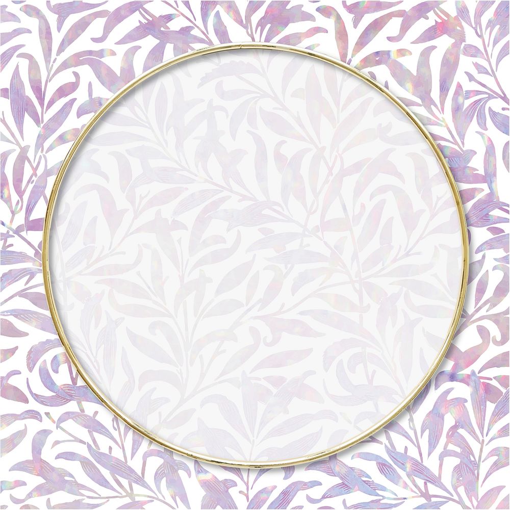 Nature holographic frame pattern remix from artwork by William Morris