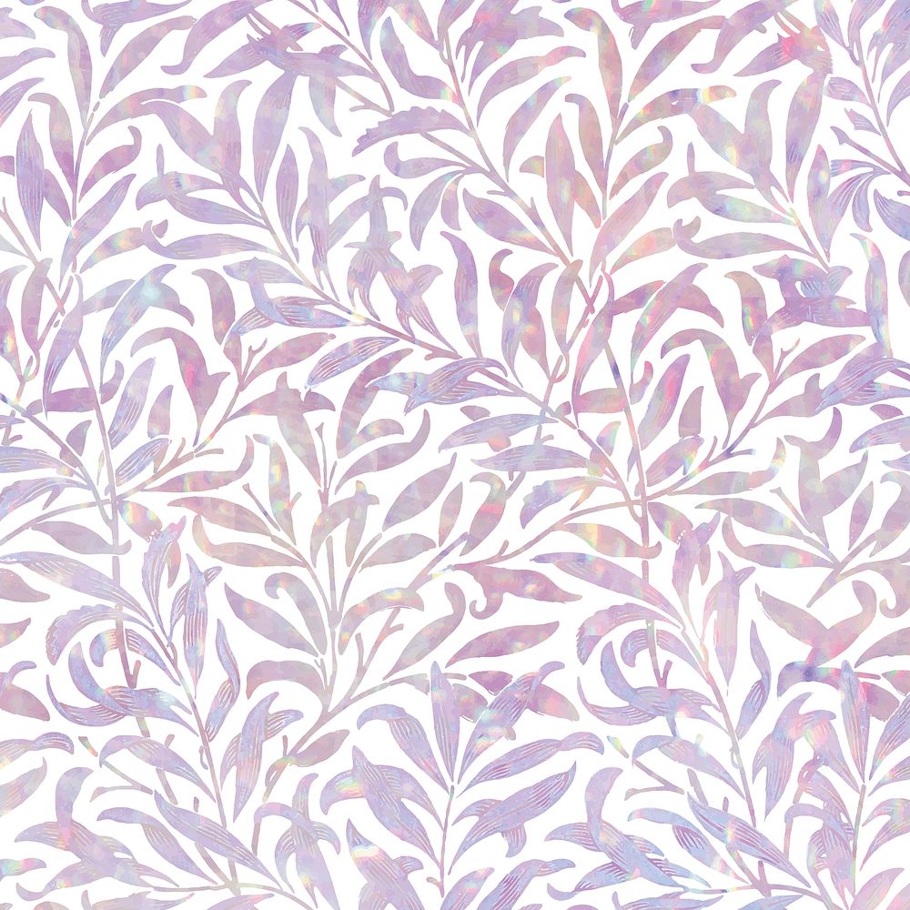 Vintage leaf holographic vector pattern remix from artwork by William Morris