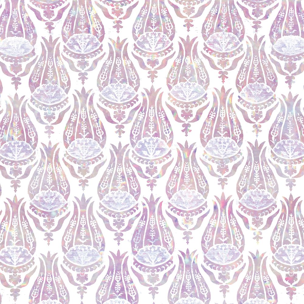 Vintage tulip holographic vector pattern remix from artwork by William Morris