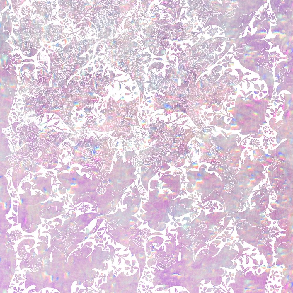 Pink holographic pattern remix from artwork by William Morris