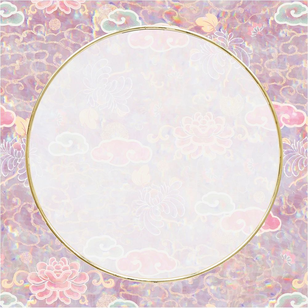 Vector pastel holographic frame remix from artwork by William Morris