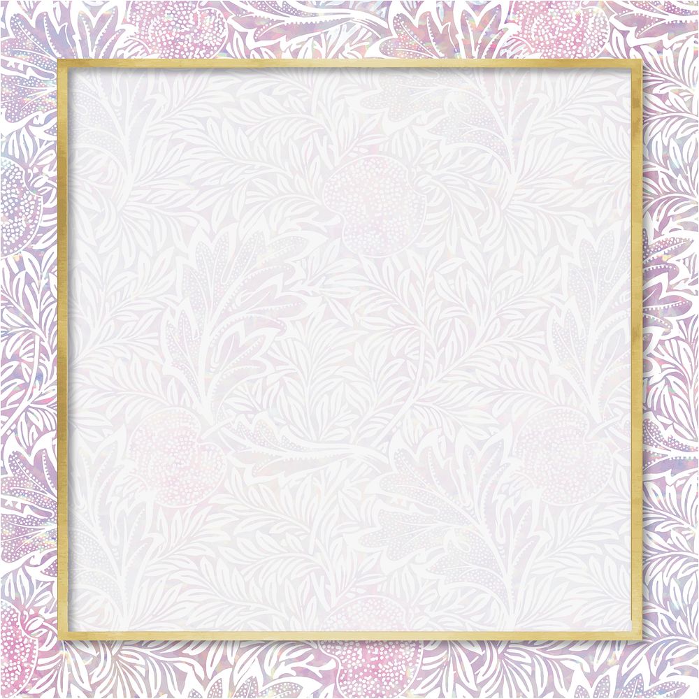 Nature holographic pattern frame vector remix from artwork by William Morris