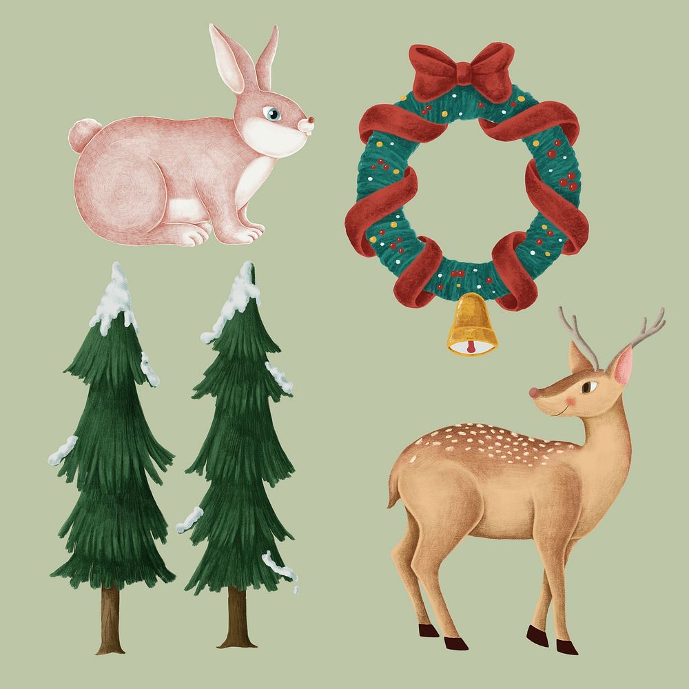 Christmas vibe ornament psd drawing set