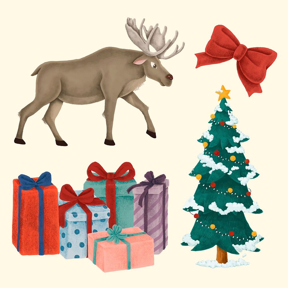 Cute Christmas vector ornament drawing collection