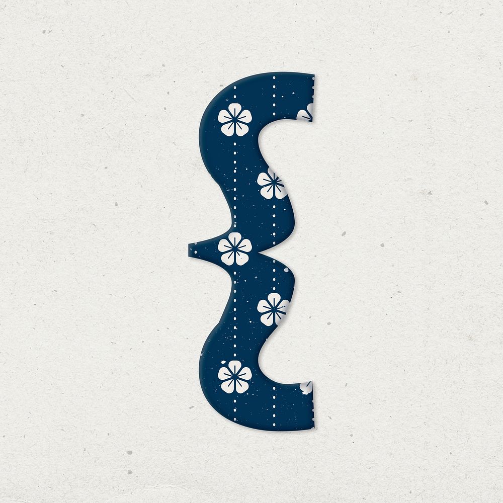 Psd curly bracket japanese blossom inspired pattern typography