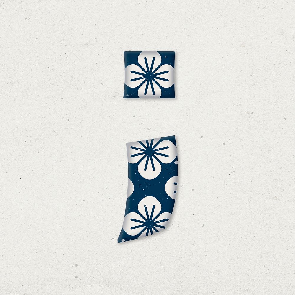 Psd semi colon japanese floral inspired pattern typography