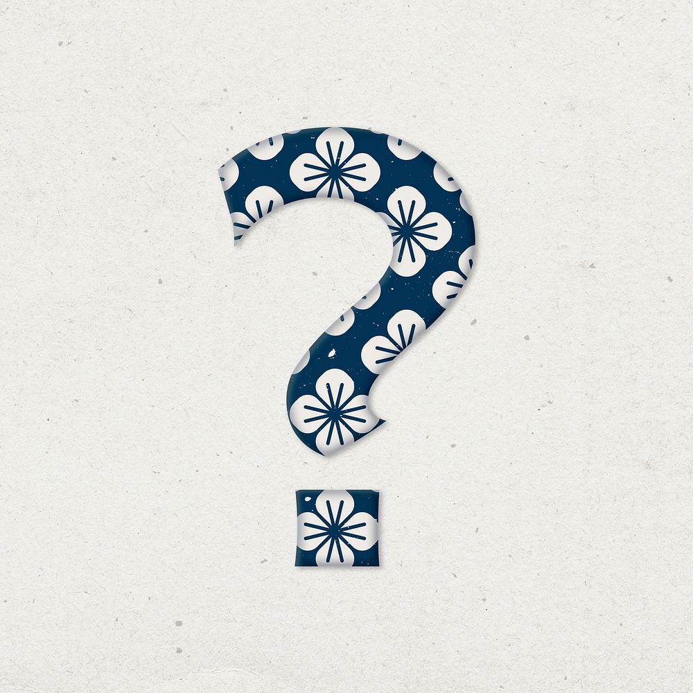 Psd question mark japanese floral inspired pattern typography