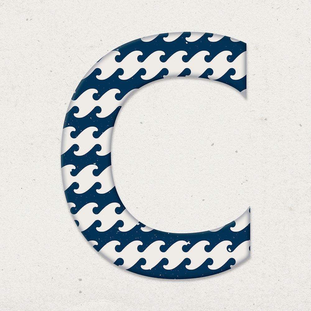 Letter c Japanese wave psd pattern typography