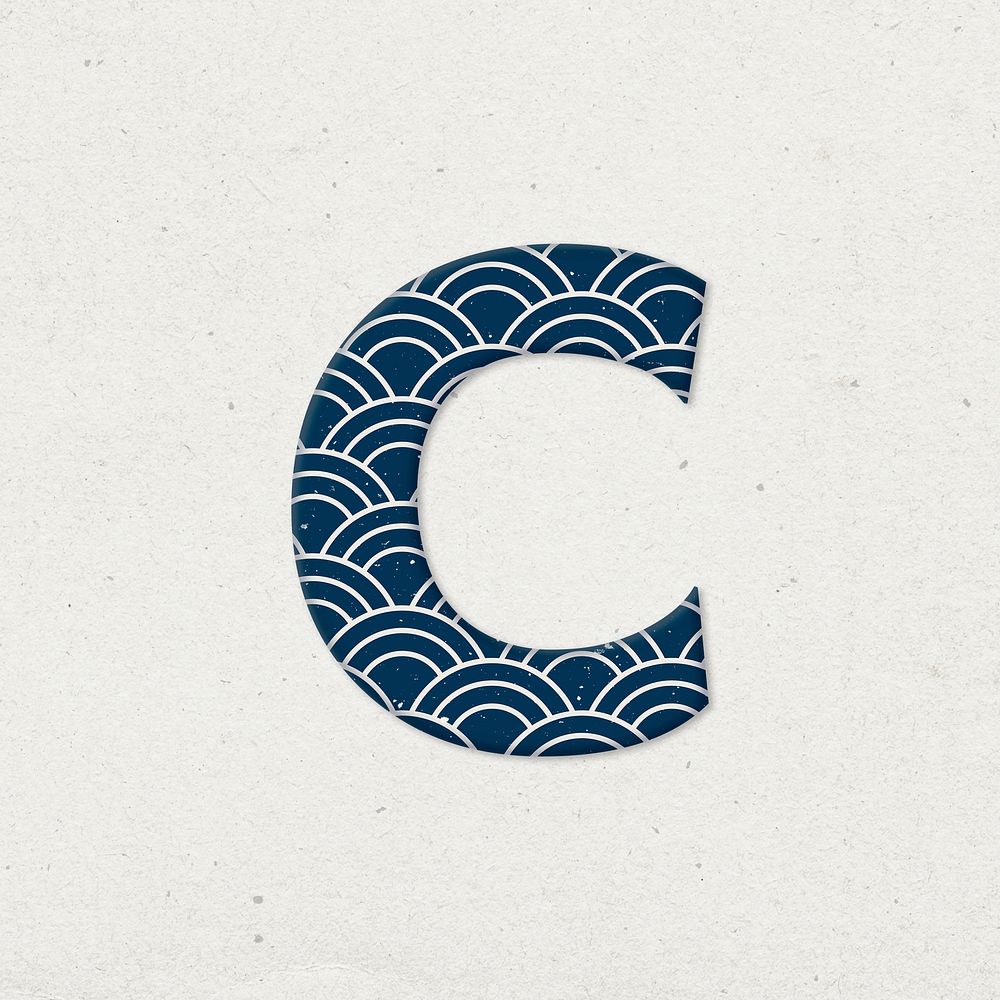 Letter c Seigaiha Japanese psd pattern typography